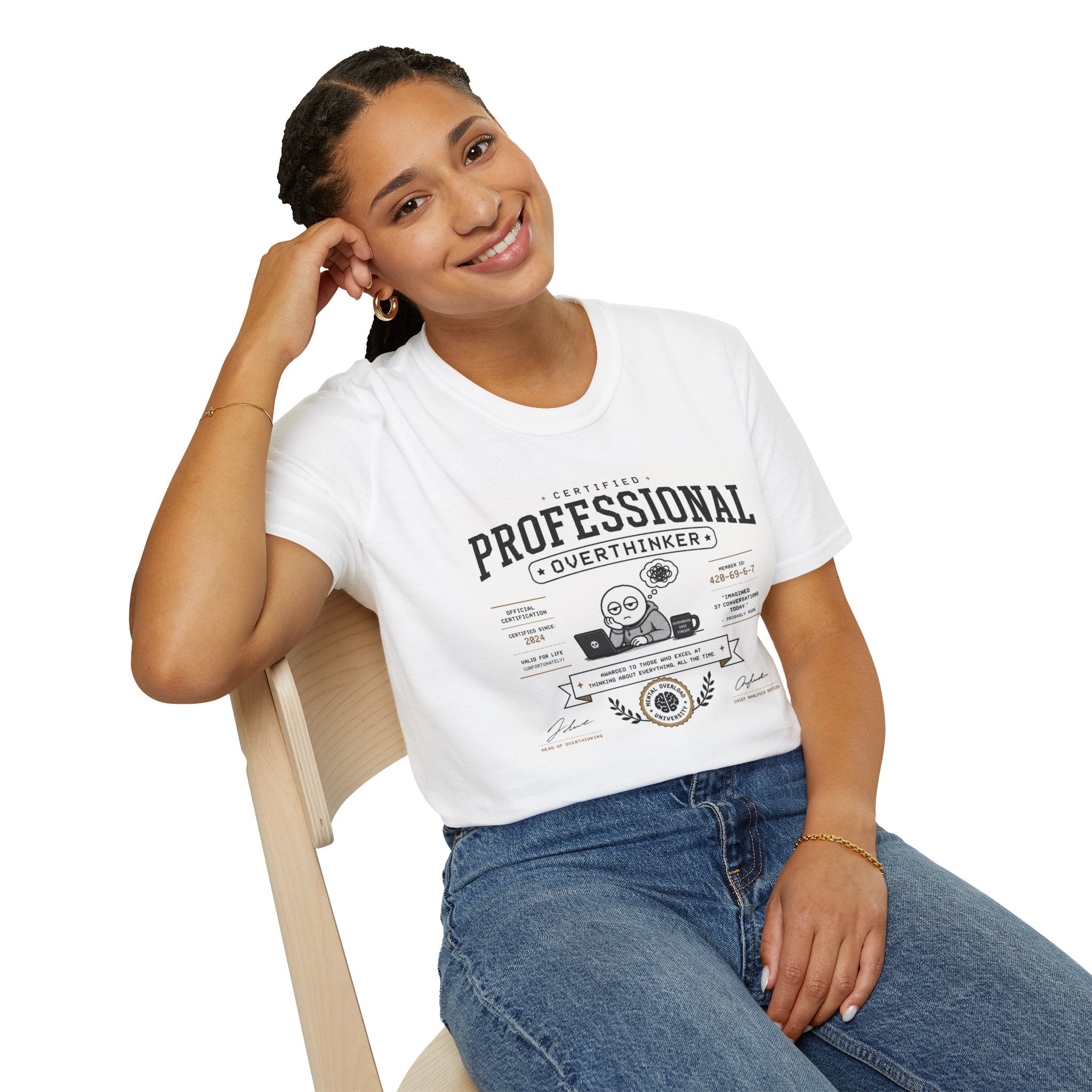 Professional Overthinker T-Shirt – Funny Graphic Tee for Overthinkers
