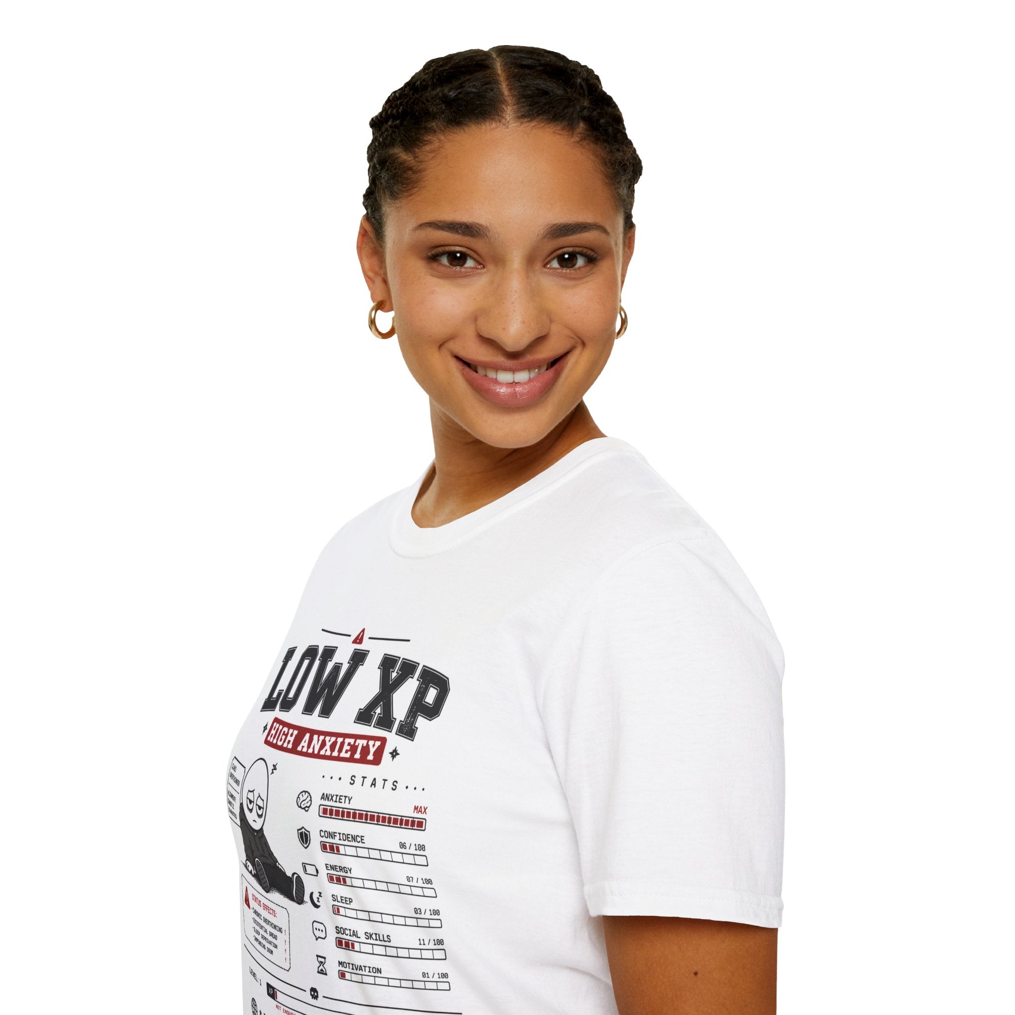 Low XP High Anxiety T‑Shirt — Gamer Anxiety Graphic Tee