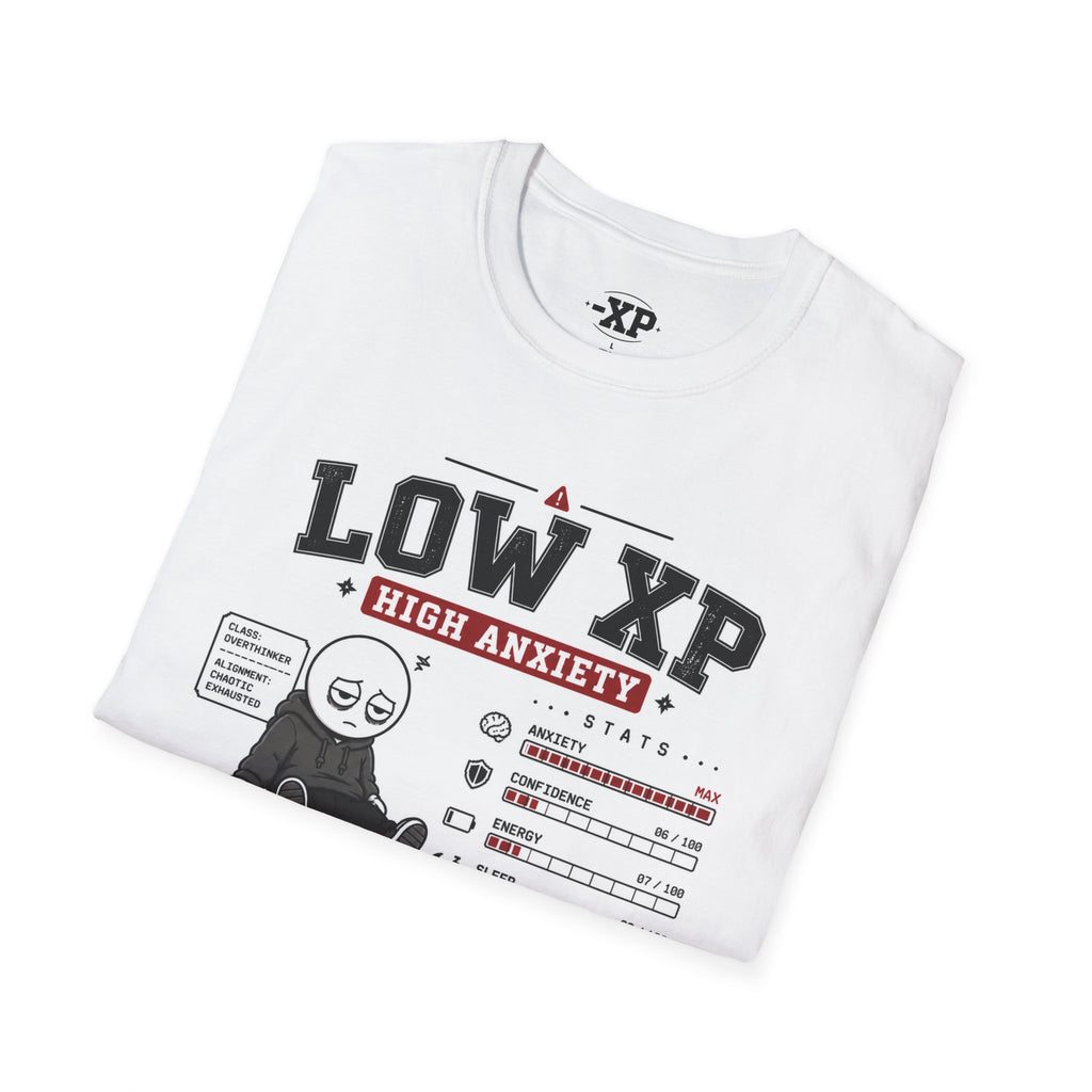 Low XP High Anxiety T‑Shirt — Gamer Anxiety Graphic Tee